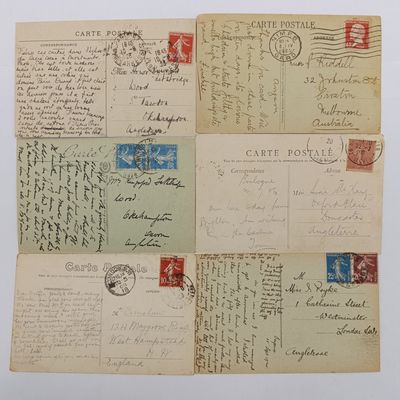 Lot of 6 Postcards posted over a century ago in France to various destinations
