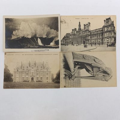 Lot of 4 postcards sent more than a century ago from France to south Africa