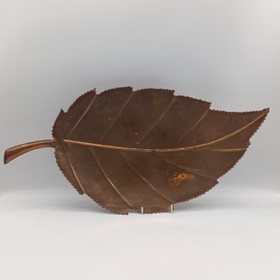 Vintage copper leaf shaped serving platter