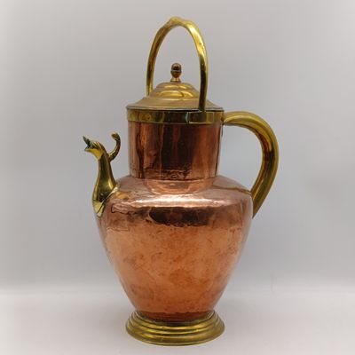 Antique Copper and brass jug with bird spout
