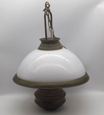 Antique style ceiling electrical lamp with glass shade and funnel