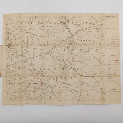 Mount Huxley 1901 Boer War period map of British Bechuanaland and Griqualand West