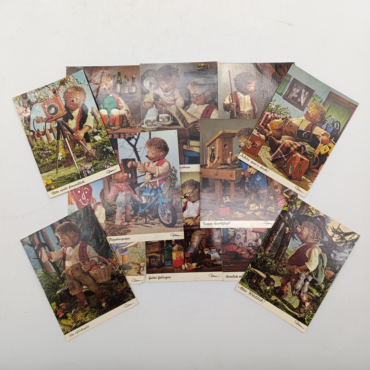 Lot of 12 vintage German Hedgehog postcards 11- used and 1 slight damage all different