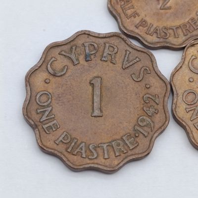 Cyprus 1942 &amp; 1944 Paistres plus 1944 half piastre