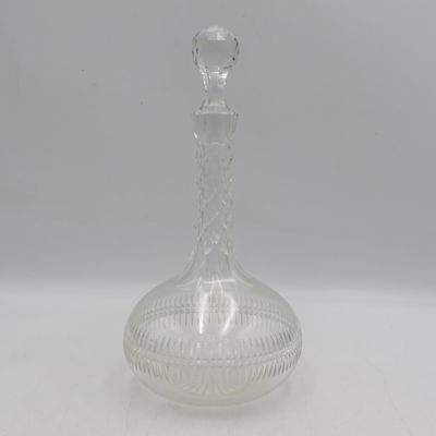 Antique Victorian Crystal cut glass shaft and globe decanter