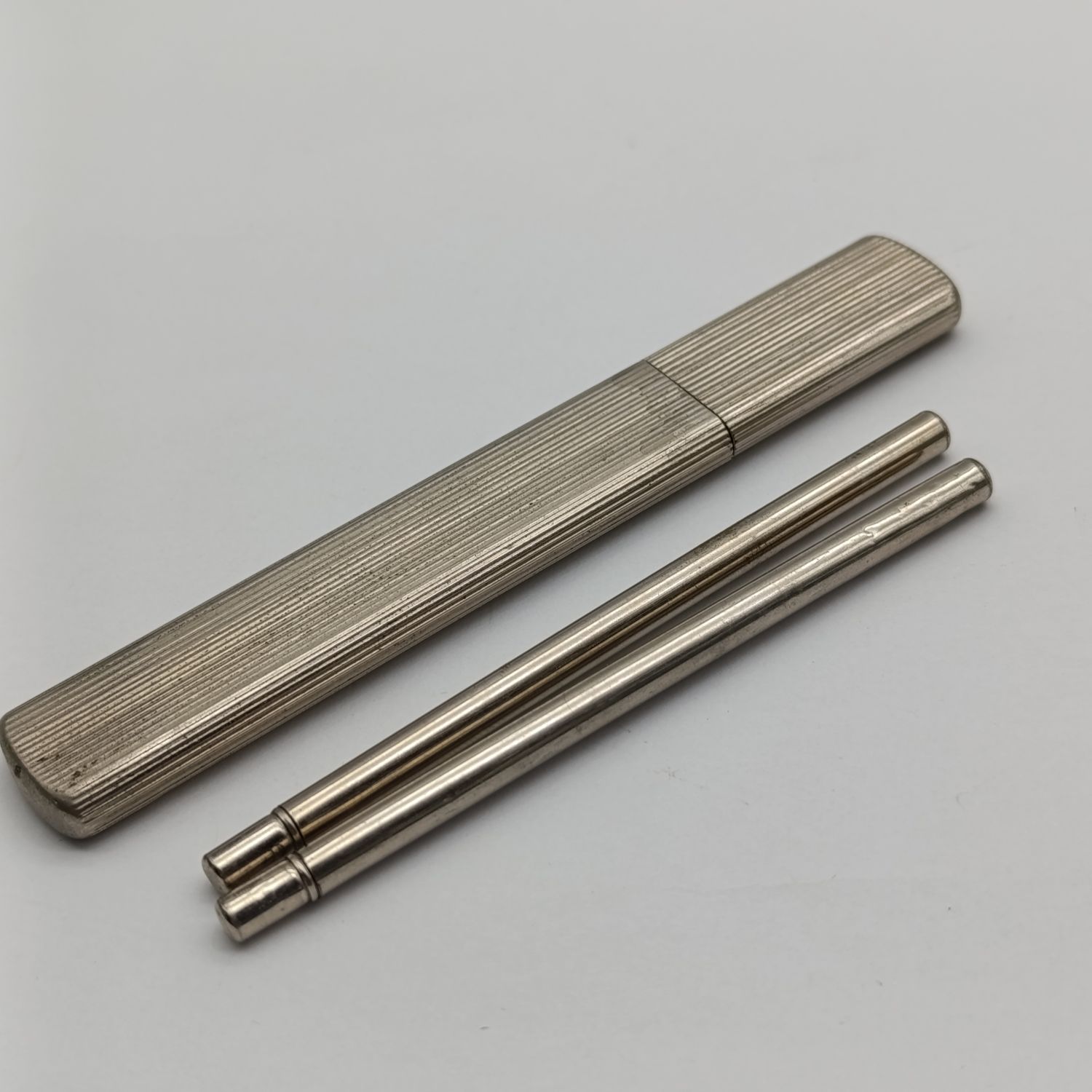 Vintage fountain pen &amp; pencil set in nickel casing