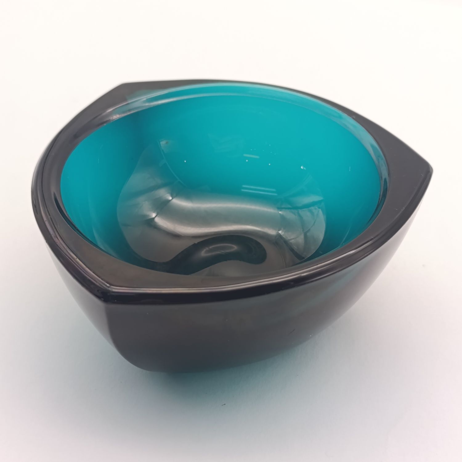 Vintage Nuutajarvi Notsjo turquoise glass bowl