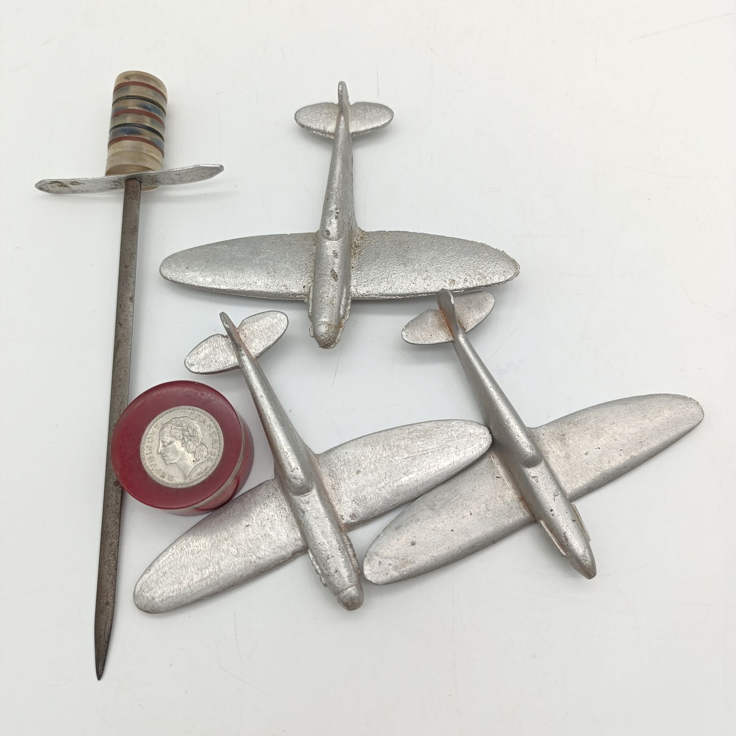 Lot of handmade WW2 trench art items made by soldier Van der Lingen