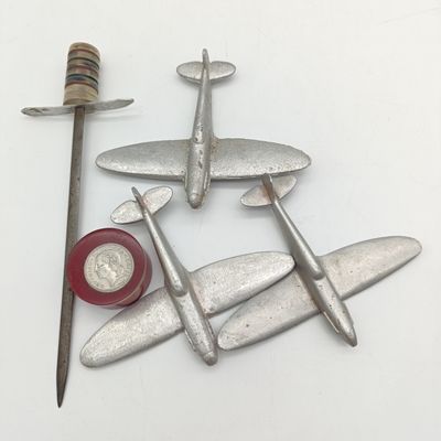 Lot of handmade WW2 trench art items made by soldier Van der Lingen