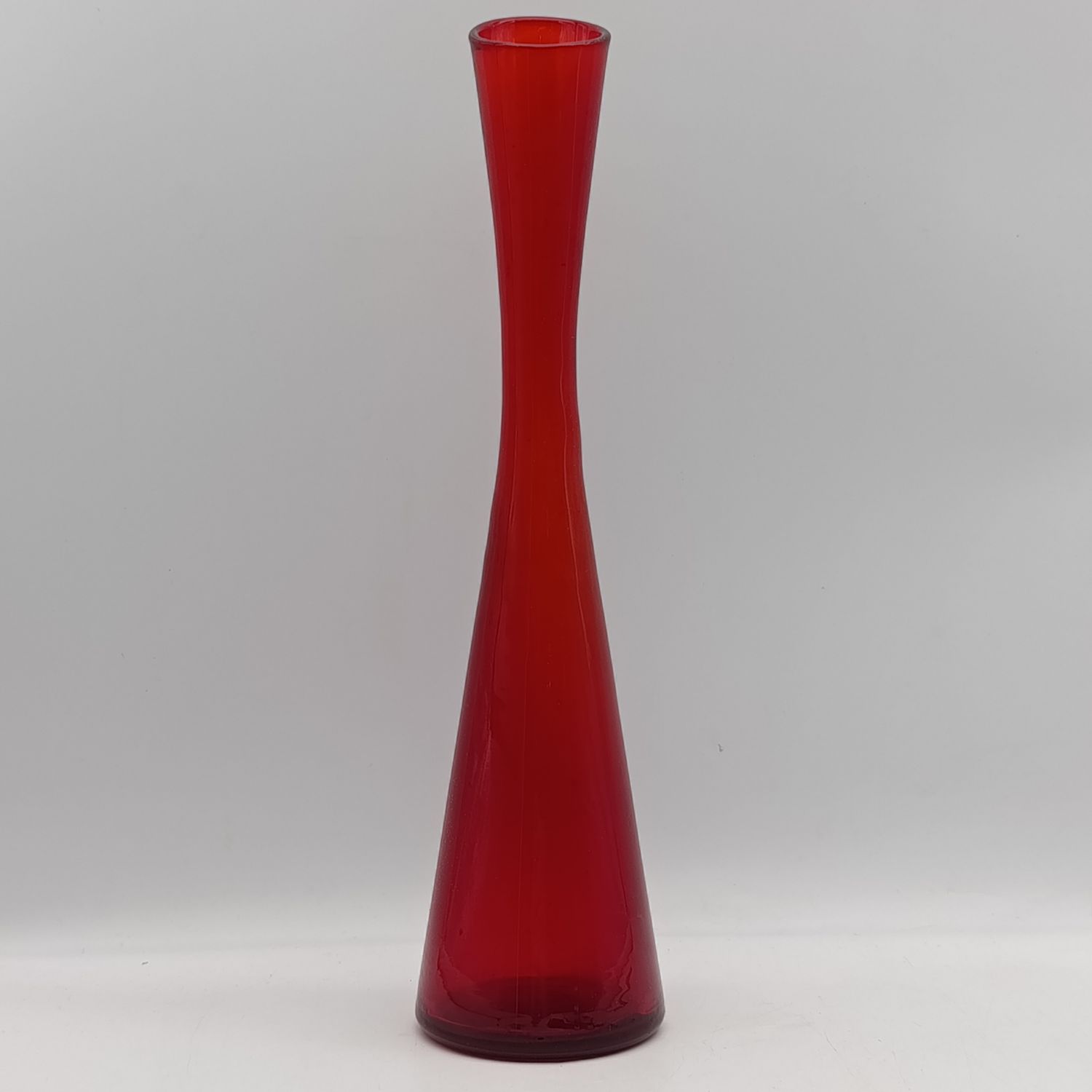 Vintage Red glass fluted flower vase