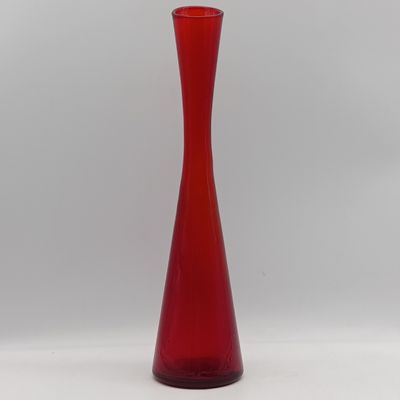 Vintage Red glass fluted flower vase
