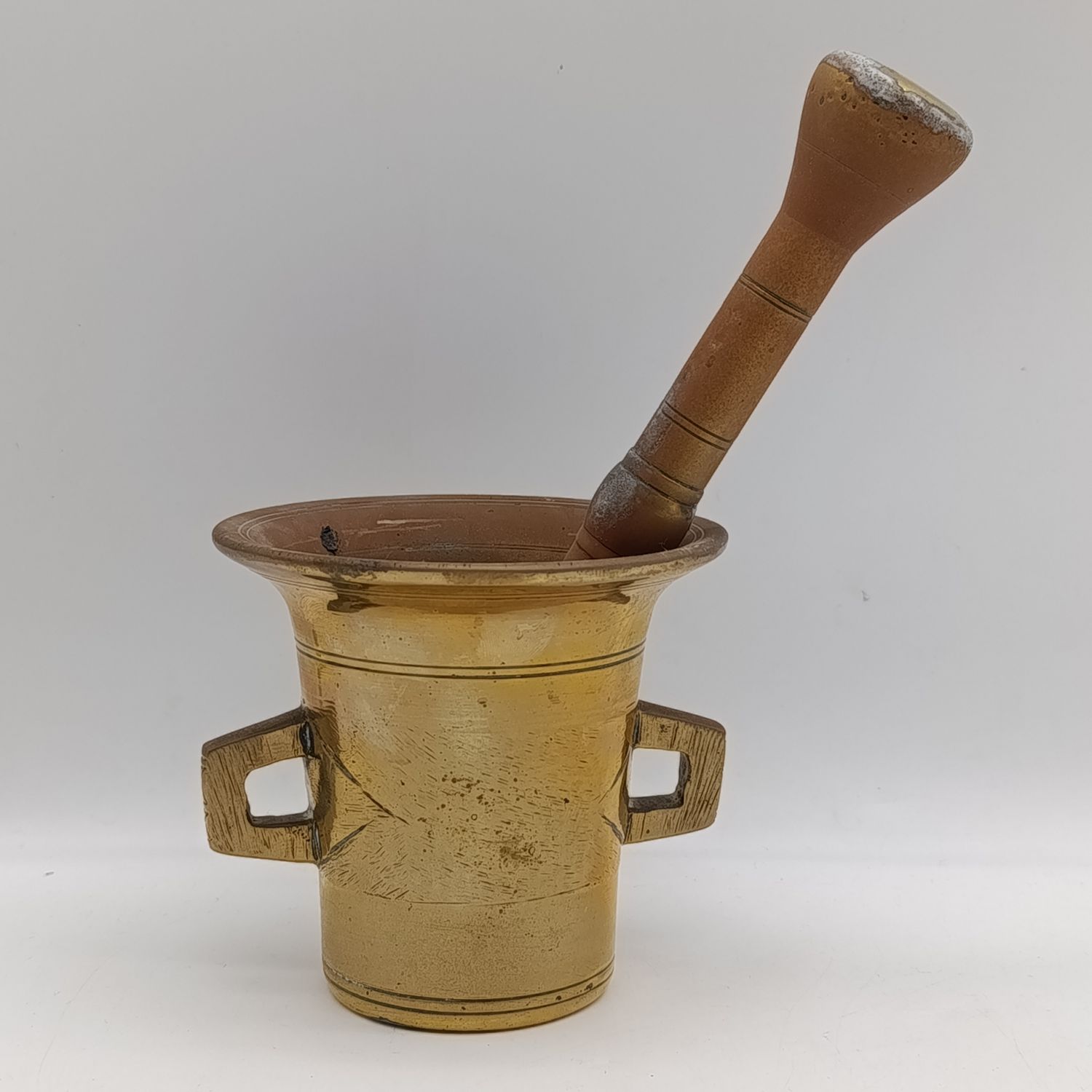 Vintage solid brass mortar and pestle