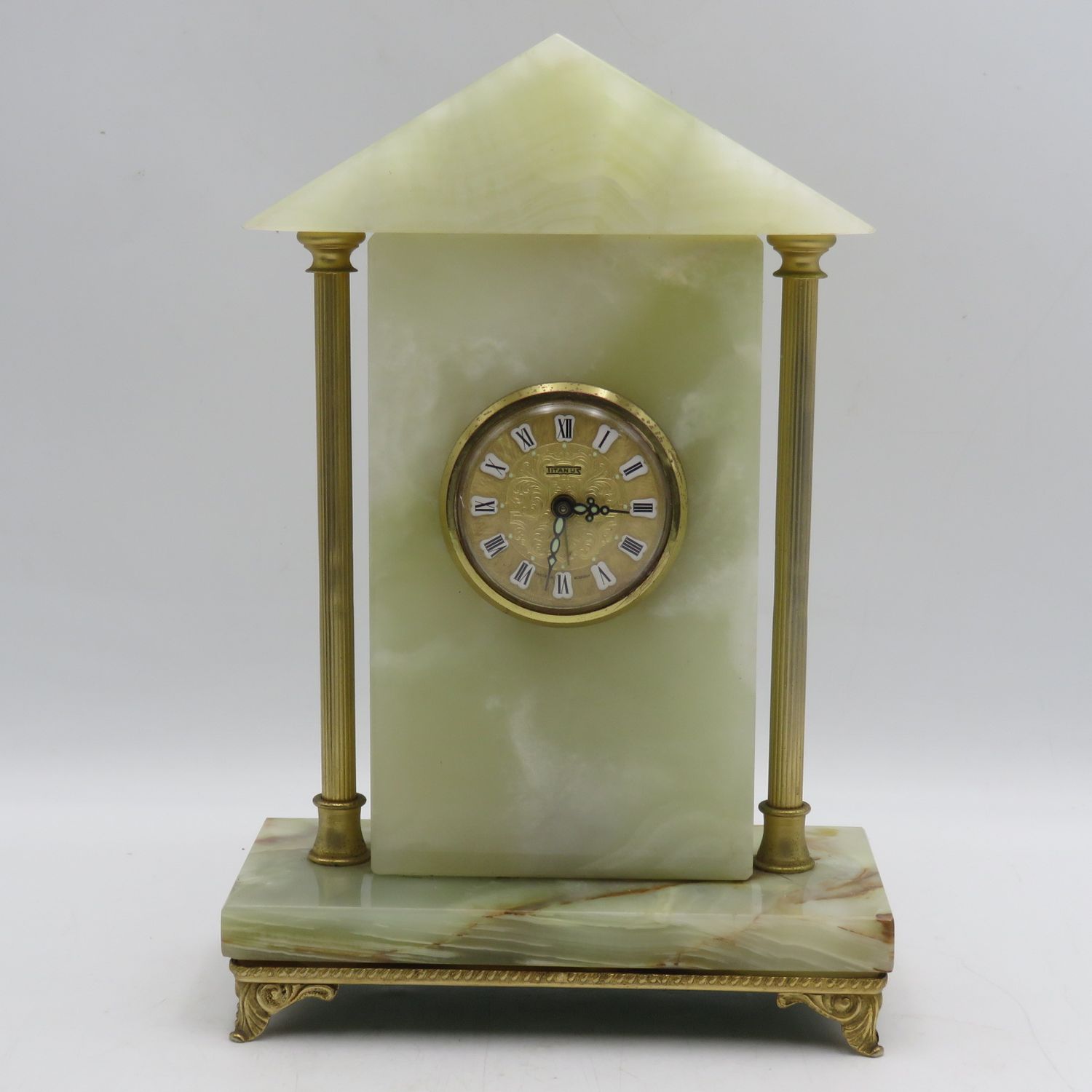 Vintage Titanus Alabaster mechanical mantel clock - Working