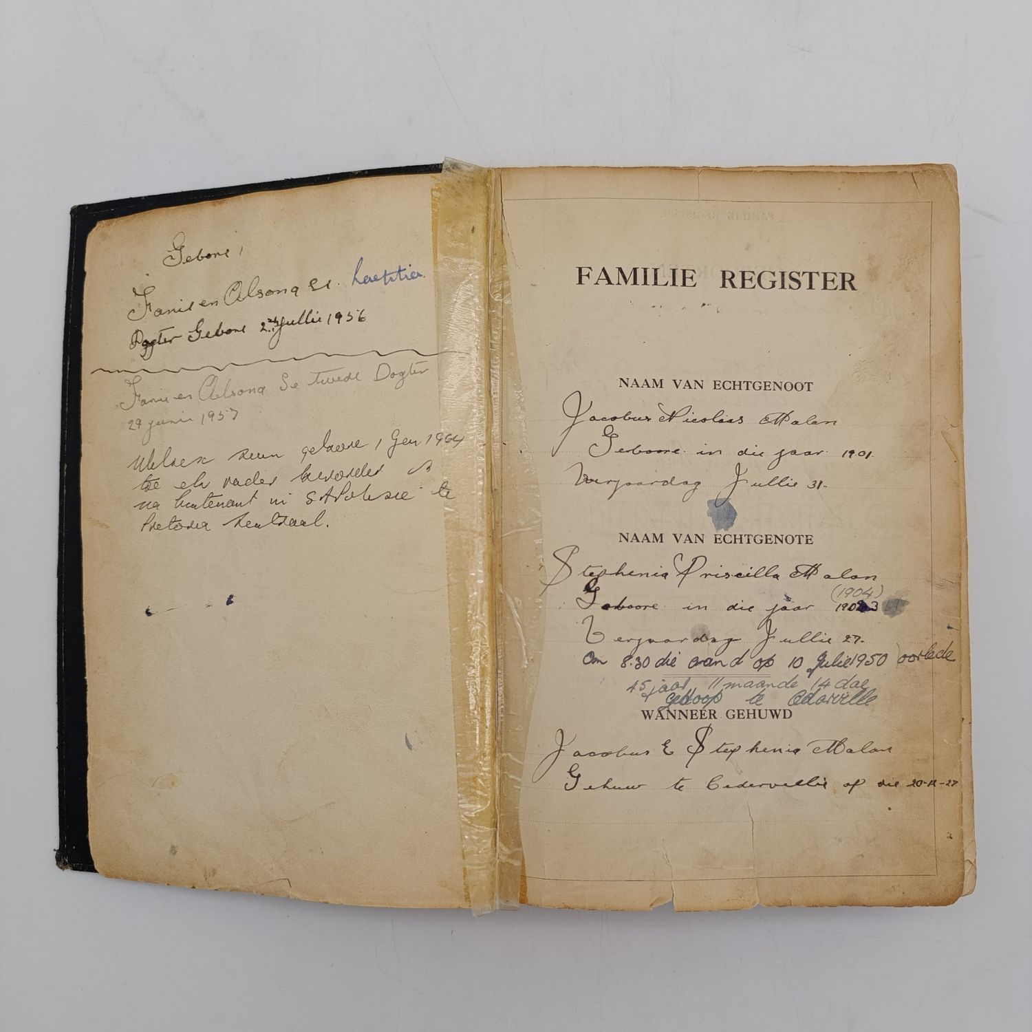 1925 Dutch Bible with Geneology of the Malan family Matatiele &amp; Cedarville