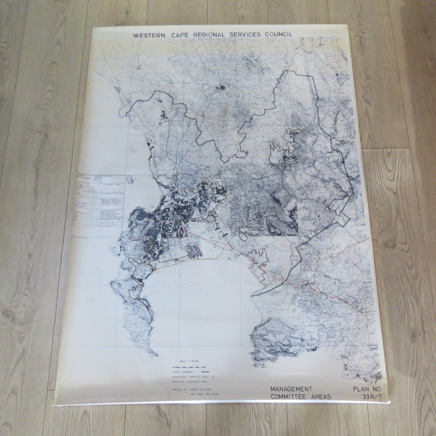 1987 Western Cape Regional services council map - Scale 1/100 000