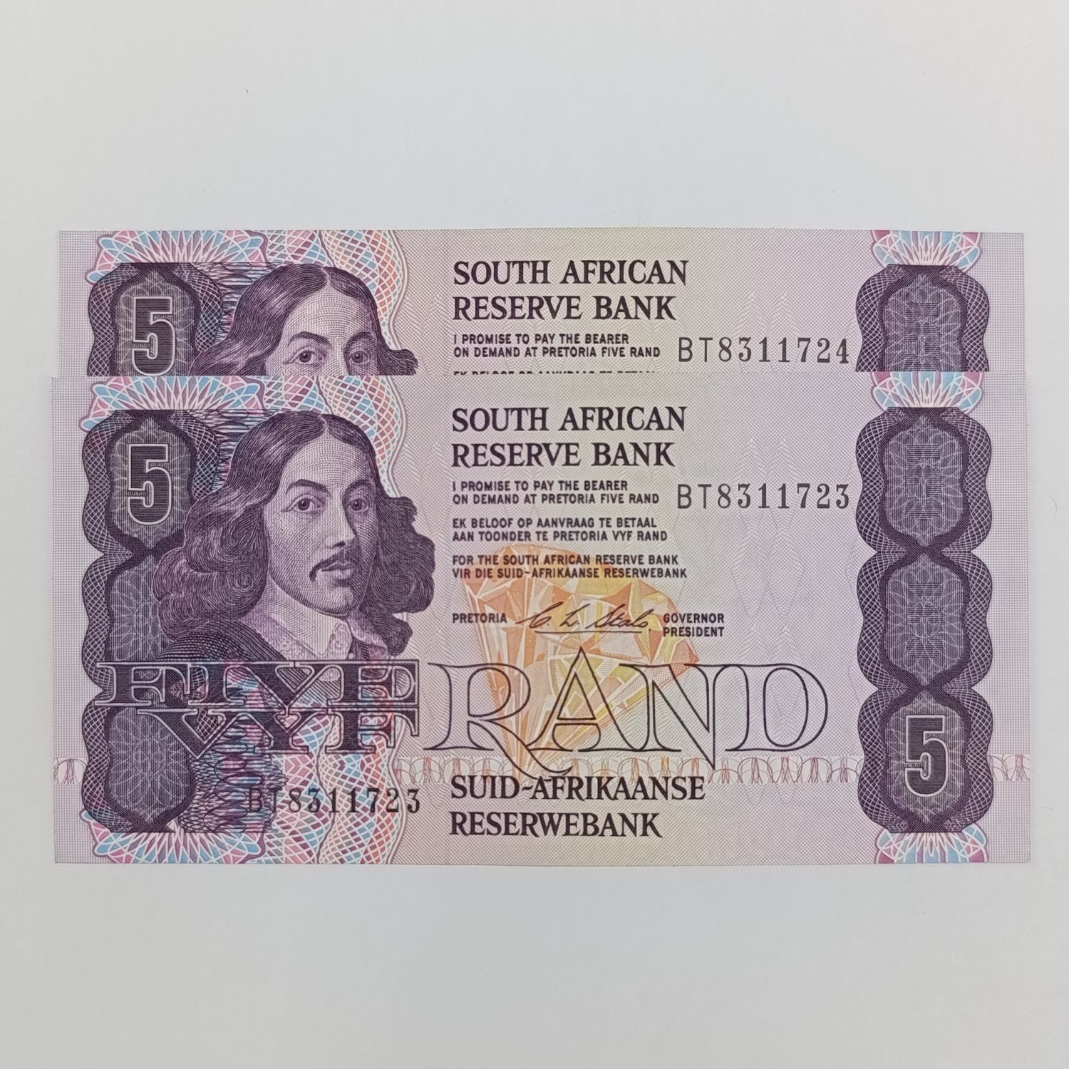 CL Stals Pair of R5 banknotes with consecutive numbers - uncirculated