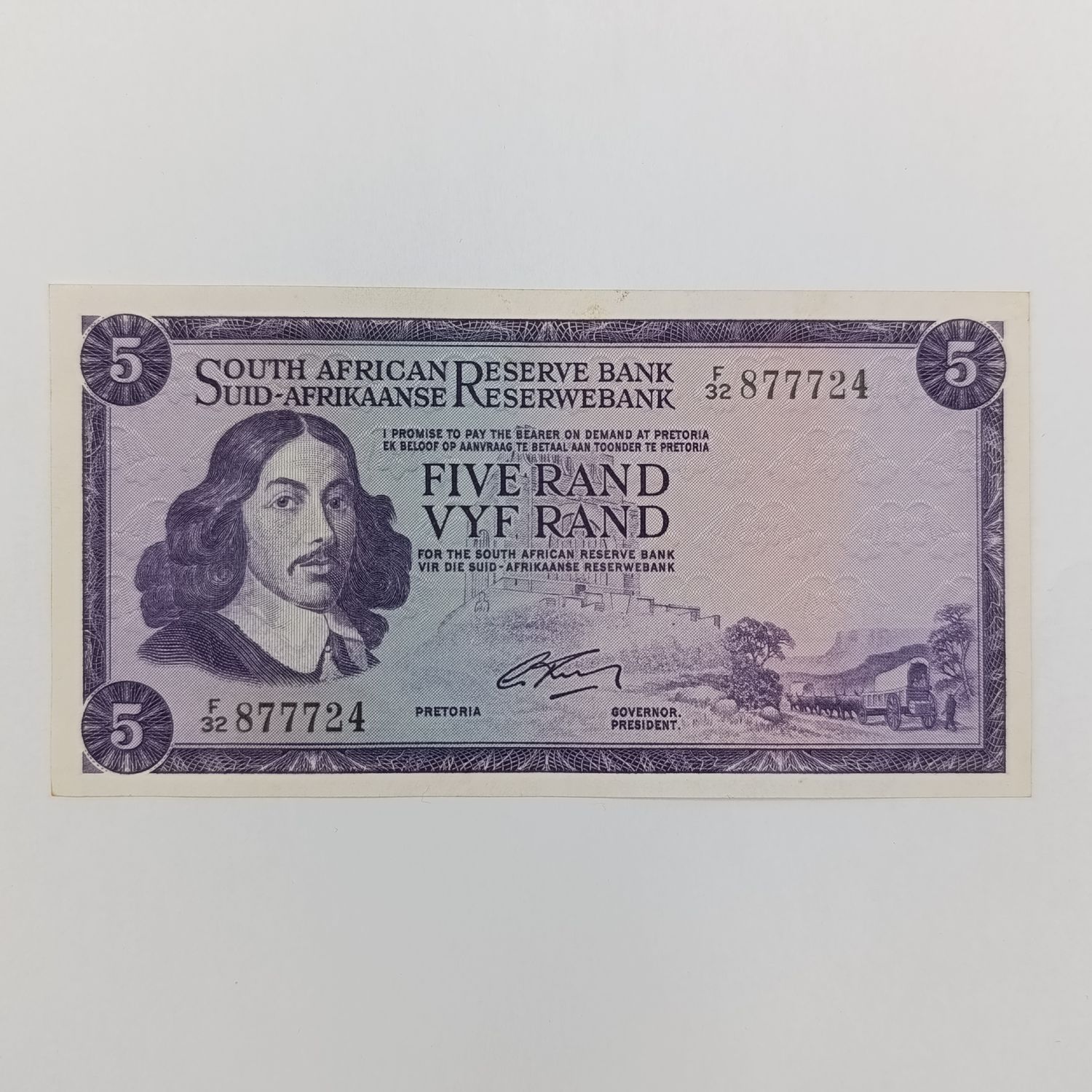 Rissik 2nd Issue R5 uncirculated springbok watermark banknotes