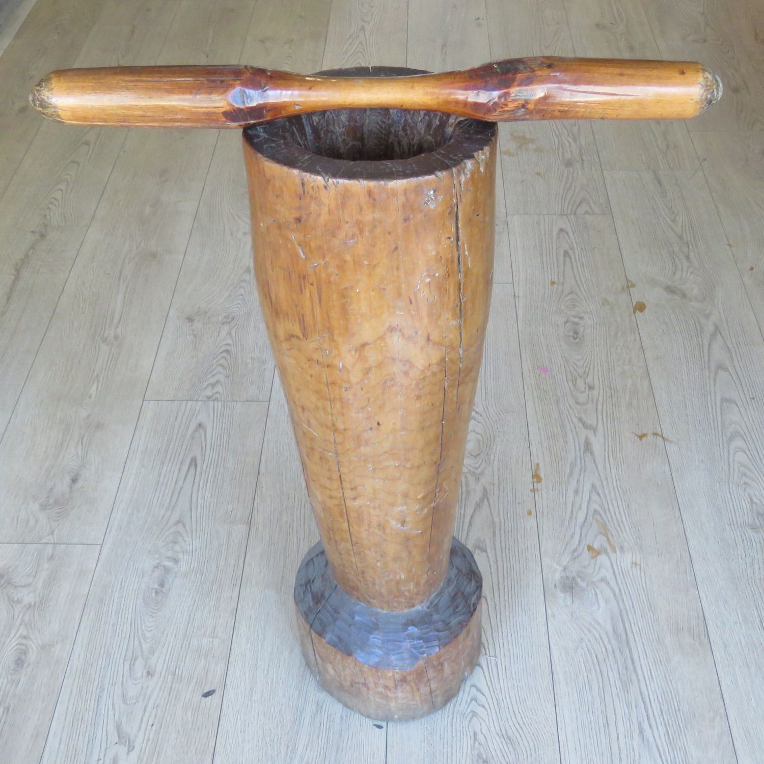 Antique African wooden mielie stamper