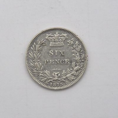 1875 Great Britain six pence XF silver