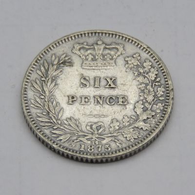 1875 Great Britain six pence XF silver