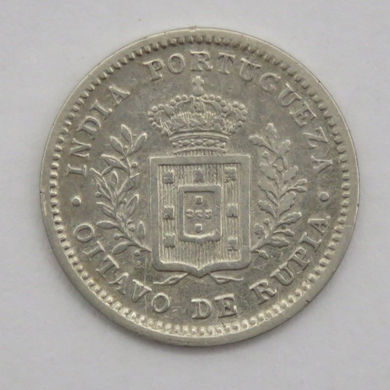 Portuguese India 1881 quarter rupia VF - silver