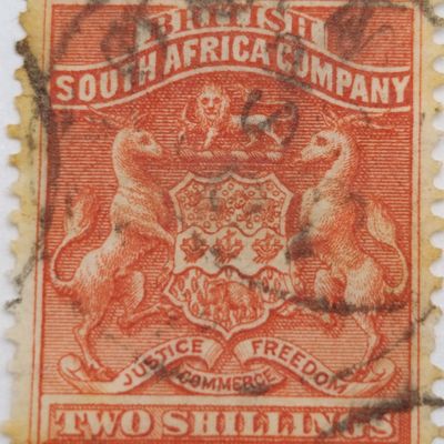 BSA Company Two shilling vermillion stamp used SACCS
