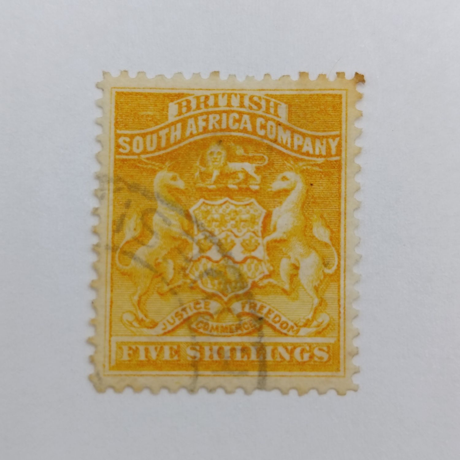 BSA Company Orange yellow 5 shilling used stamp SACC 8