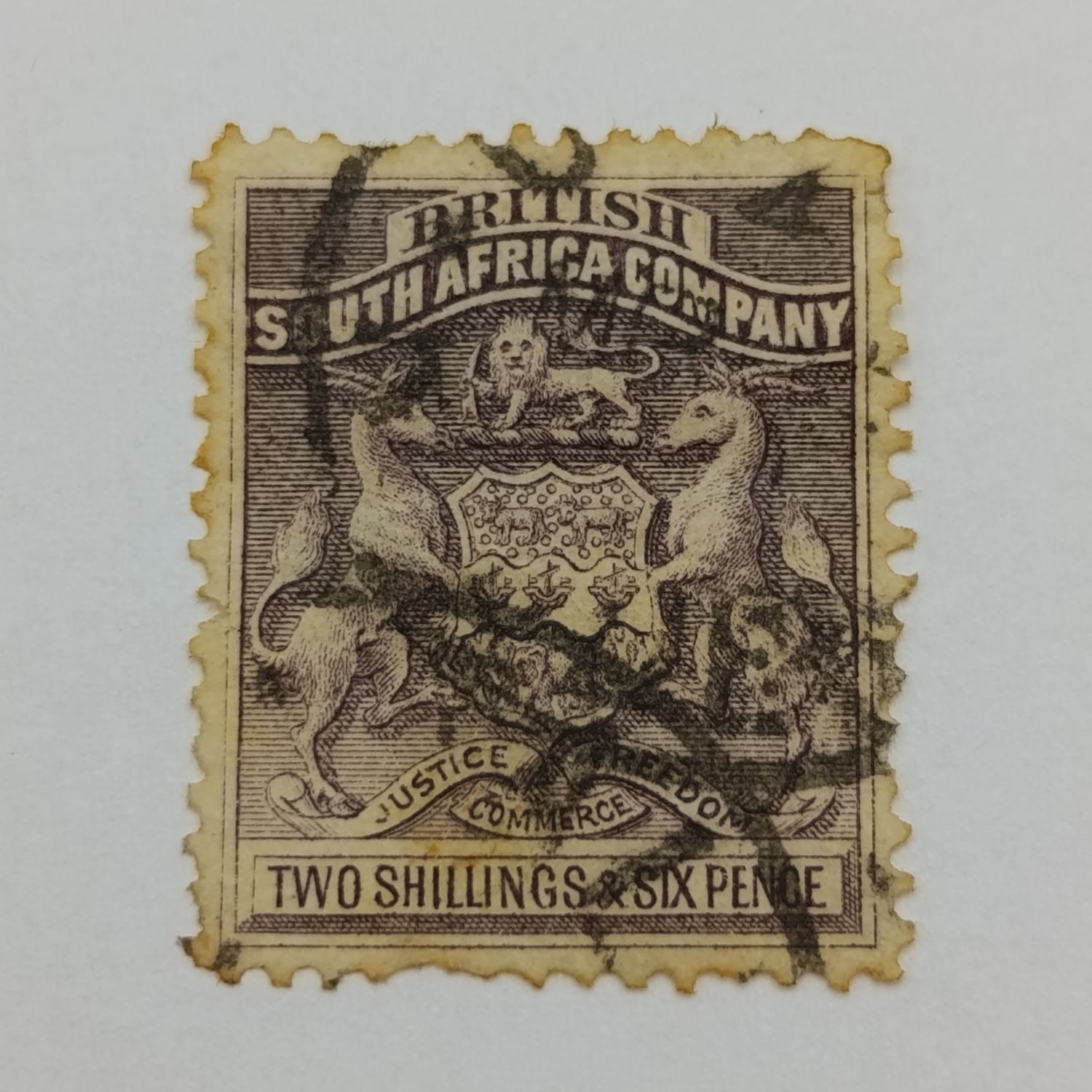 BSA Company 2/6 stamp used SACC 6 grey purple