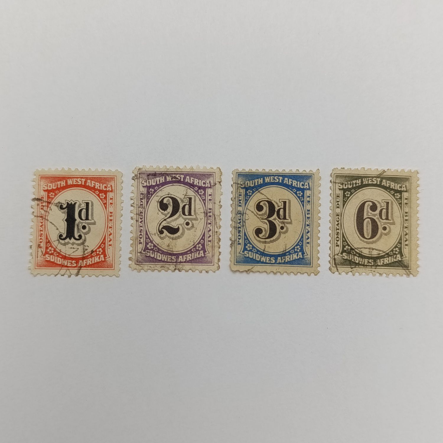 South West Africa Lot of 4 postage due stamps used SACC 47, 48, 49, 50