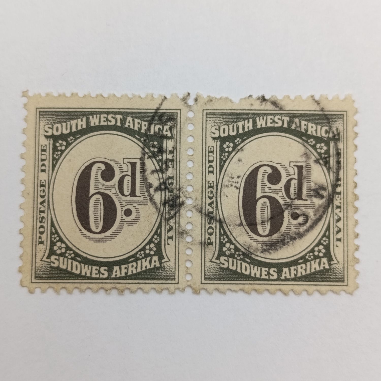 South West Africa SACC 50 Pair of 6d postage due stamps - used