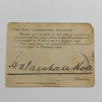 BSA Company Marshall Hole currency card with one shilling stamp