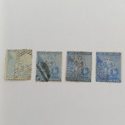Cape of Good Hope 4 x four pence stamps in different shades of blue