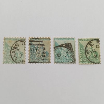 Cape of Good Hope Lot of 4 halfpenny stamps in different shades of green