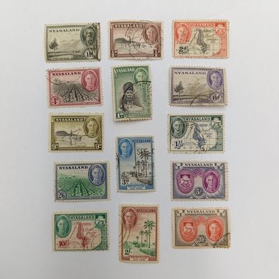 1945 Nyasaland Protectorate George 6 definitive set used (SG 144 -157)
