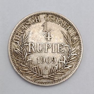 German East Africa 1909 quarter rupie - XF