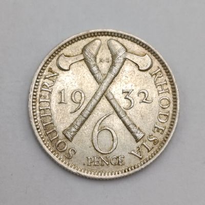 Southern Rhodesia 1932 sixpence AU + with mint lustre