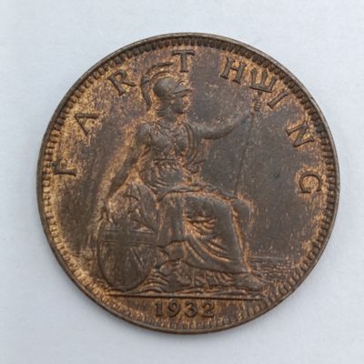 Great Britain 1932 Farthing AU+ - with mint lustre