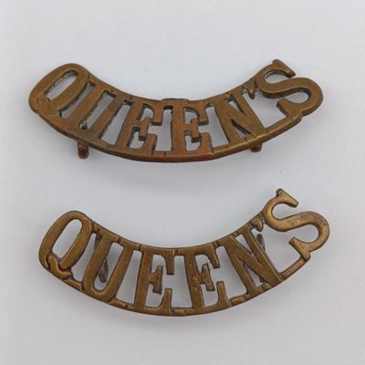 Pair of Queen&#39;s Royal West surrey regiment shoulder titles