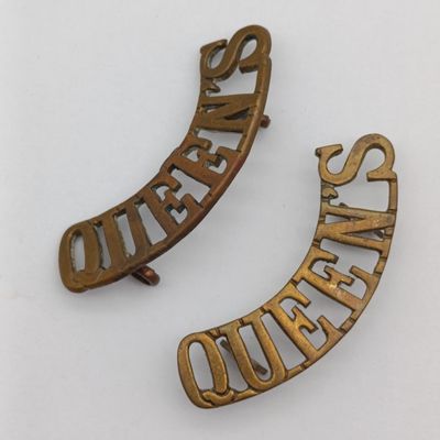 Pair of Queen's Royal West surrey regiment shoulder titles