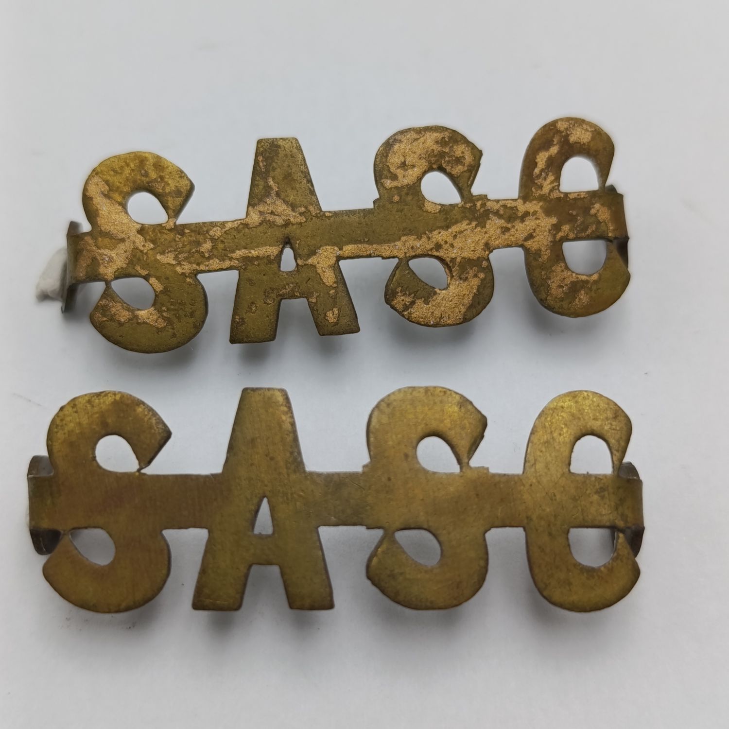 Pair of WW1 SA services Corps brass shoulder titles