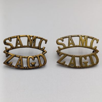 Lot of 2 WW1 South African Medical Corps shoulder titles