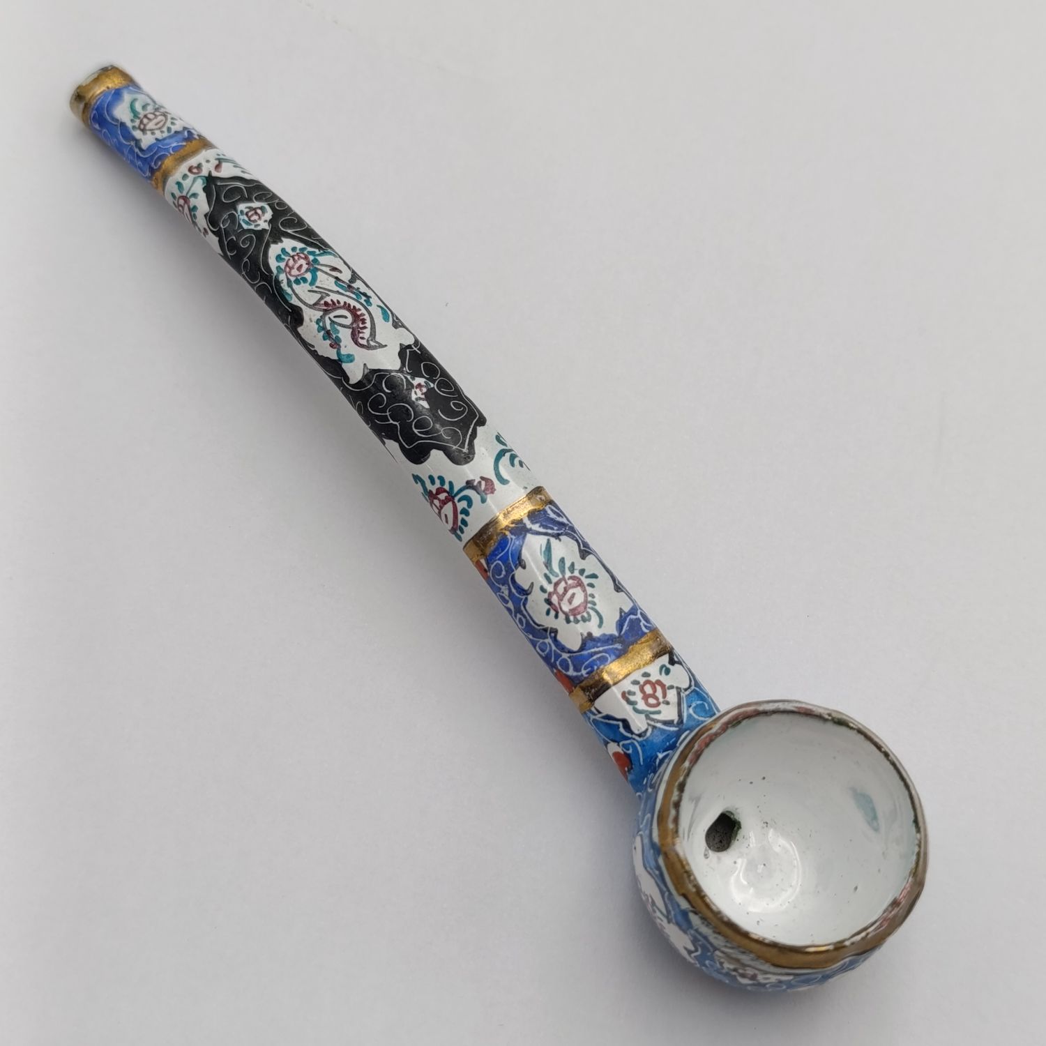 Vintage handpainted cloisonne style enamelled smoking pipe