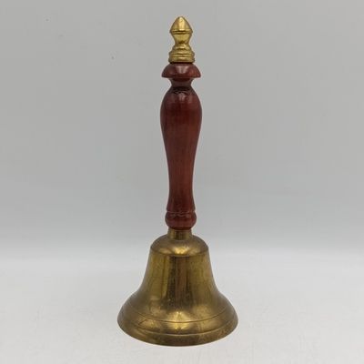 Vintage brass hand bell with wooden handle