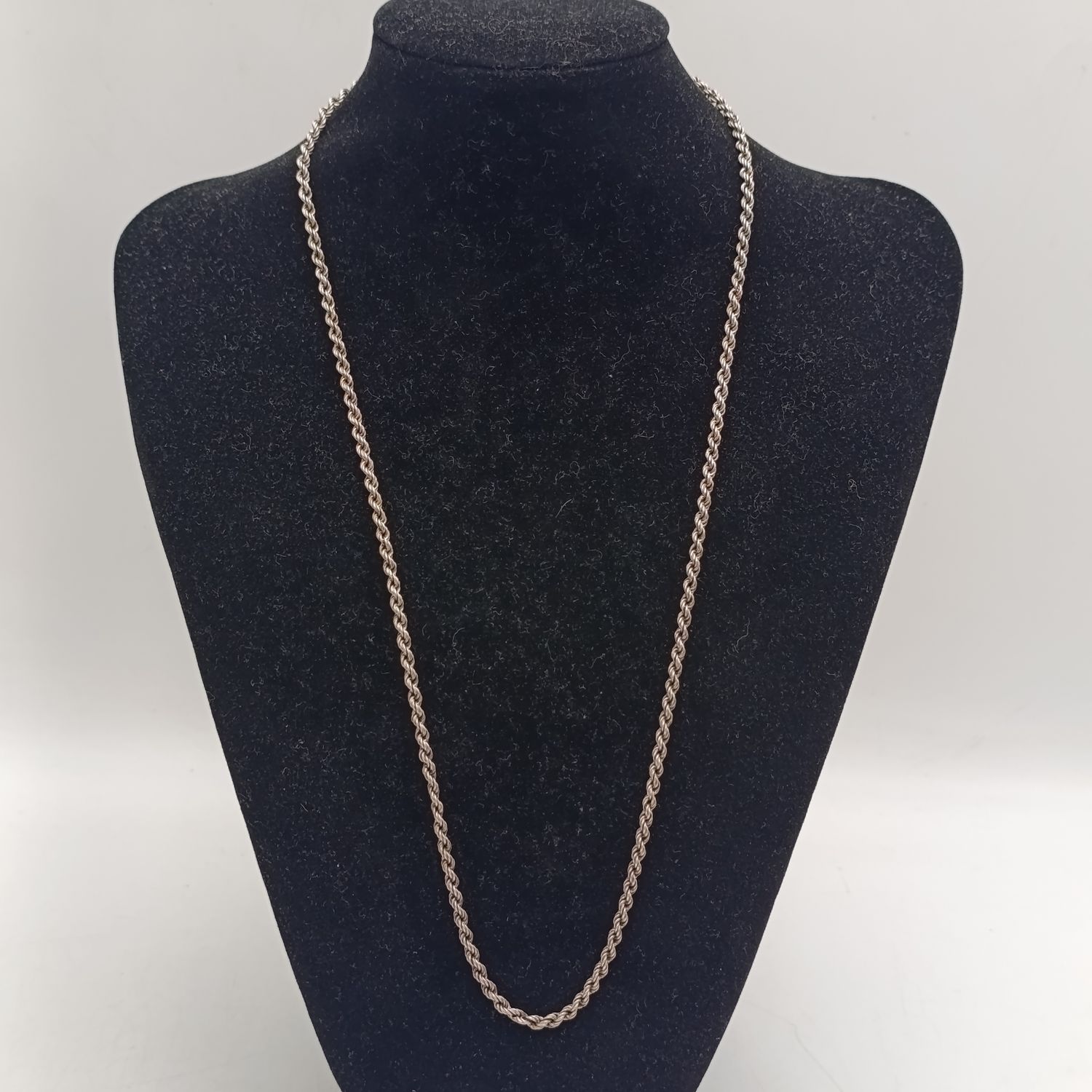 Vintage Sterling silver twisted rope chain necklace - weighs 10.0g - length 61.5cm