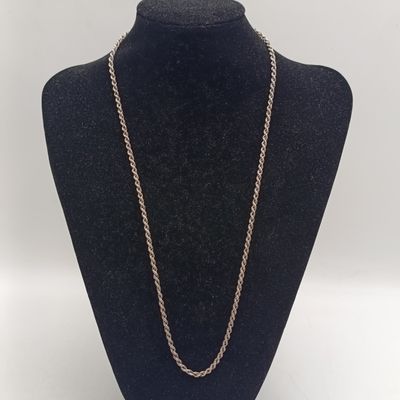 Vintage Sterling silver twisted rope chain necklace - weighs 10.0g - length 61.5cm