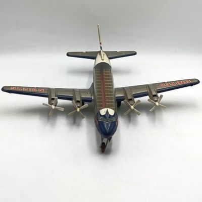 Vintage United Airlines DC-7 Mainliner friction toy airplane - wheel repaired