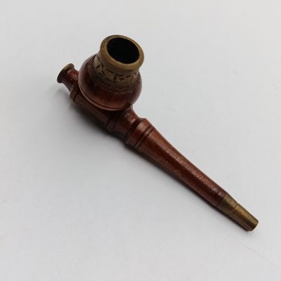 Vintage wooden Hindu smoking pipe