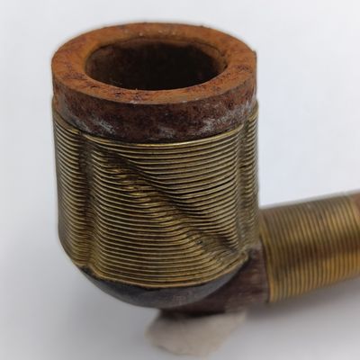 Vintage Herero - Bantu - tribe brass and wooden smoking pipe