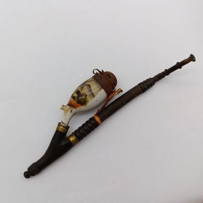 Antique German hunter's porcelain smoking pipe