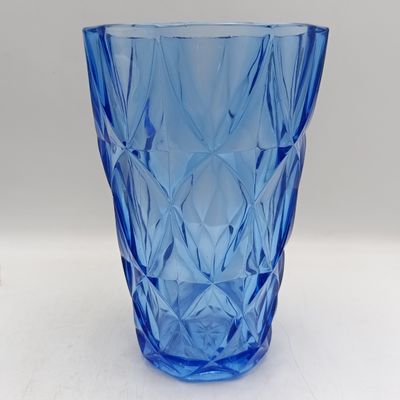 Vintage SG blue glass flower vase - Height 25cm